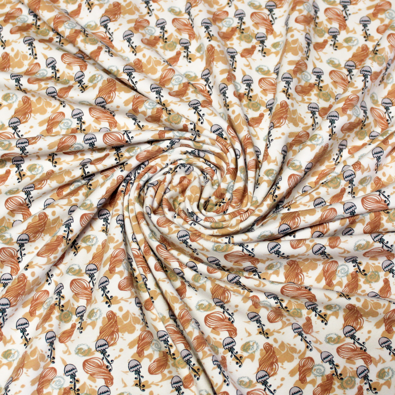 Jersey imprimé (GOTS) - Méduse ton orange