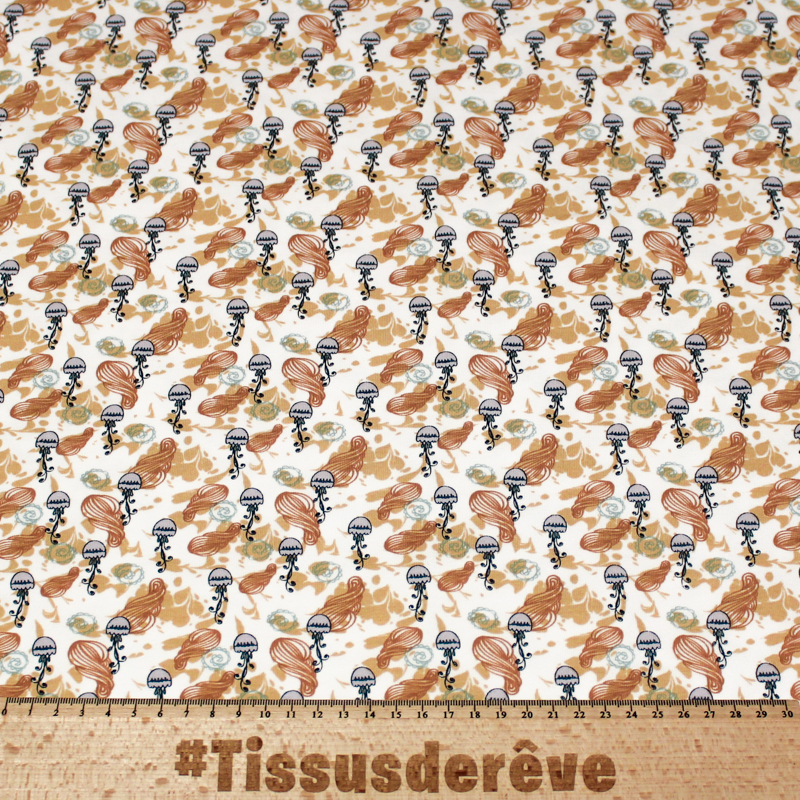 Jersey imprimé (GOTS) - Méduse ton orange