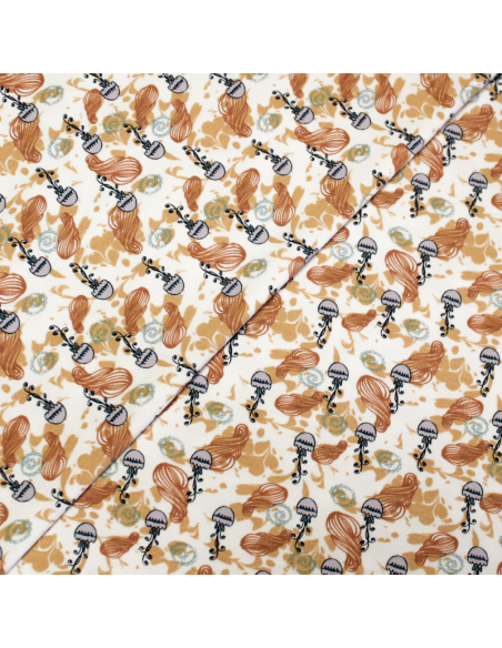 Jersey imprimé (GOTS) - Méduse ton orange