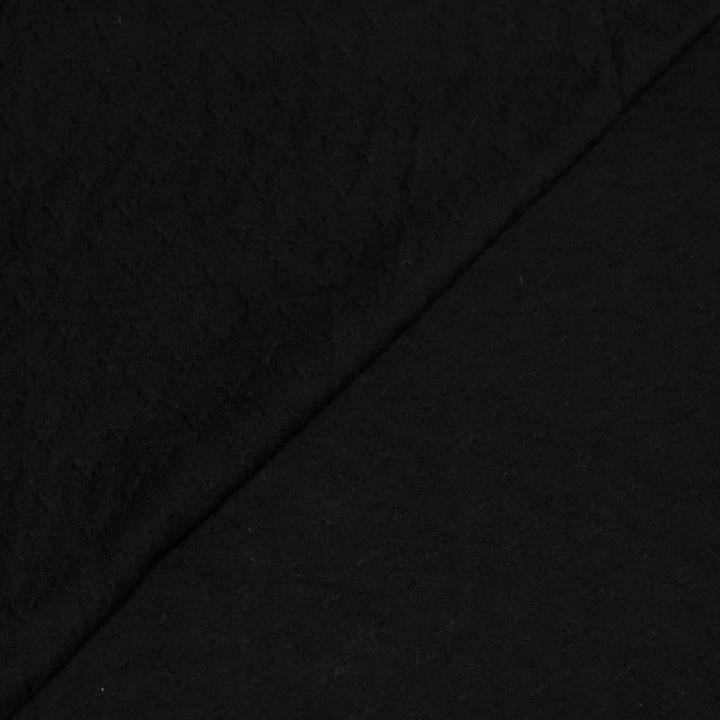 Jersey tubulaire 100% laine - Motif ton-sur-ton noir