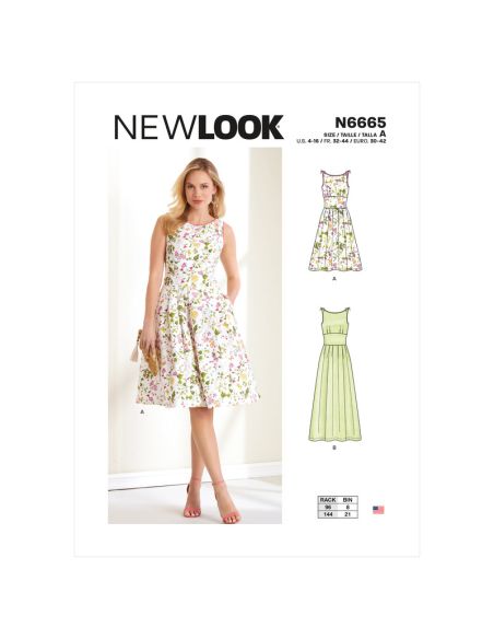 Patron New Look 6665 Robe patineuse mi longue