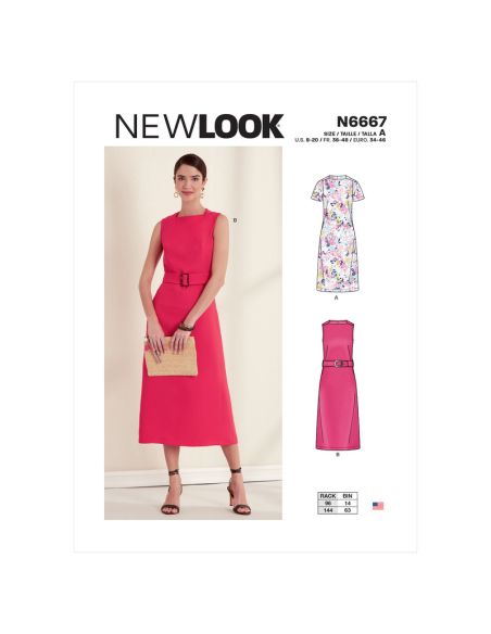 Patron New Look 6667 - Robe droite avec pinces