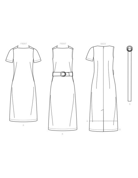 Patron New Look 6667 - Robe droite avec pinces