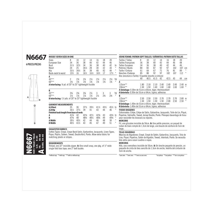 Patron New Look 6667 - Robe droite avec pinces