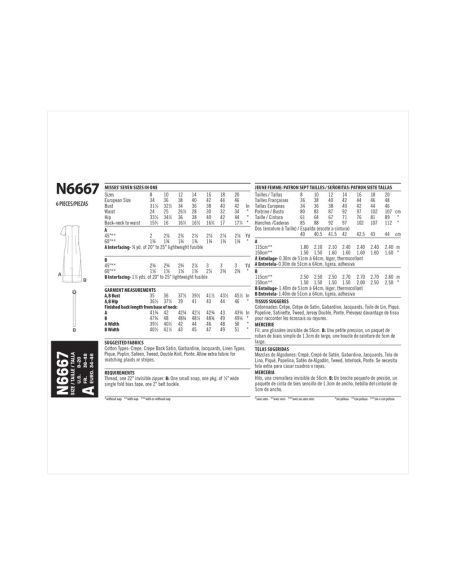 Patron New Look 6667 - Robe droite avec pinces