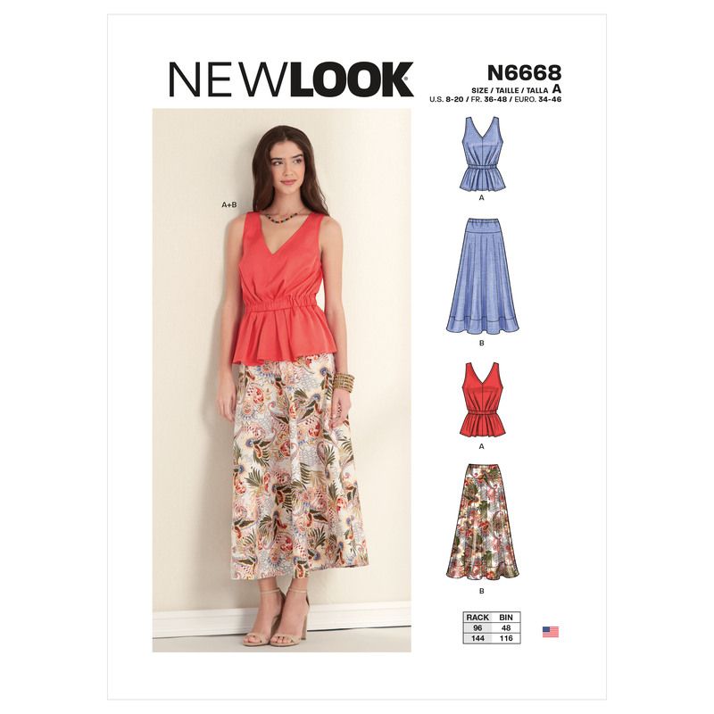 Patron New Look 6668 - Haut sans manche et jupe longue