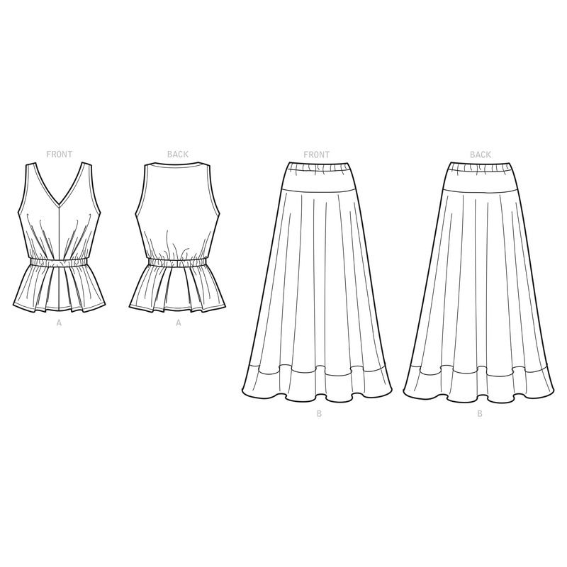 Patron New Look 6668 - Haut sans manche et jupe longue