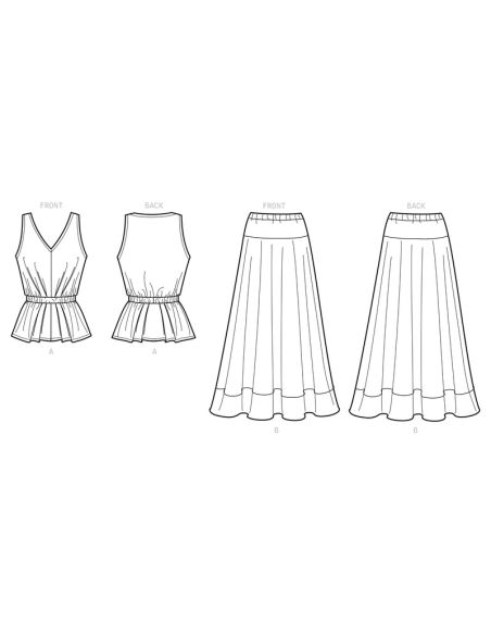Patron New Look 6668 - Haut sans manche et jupe longue