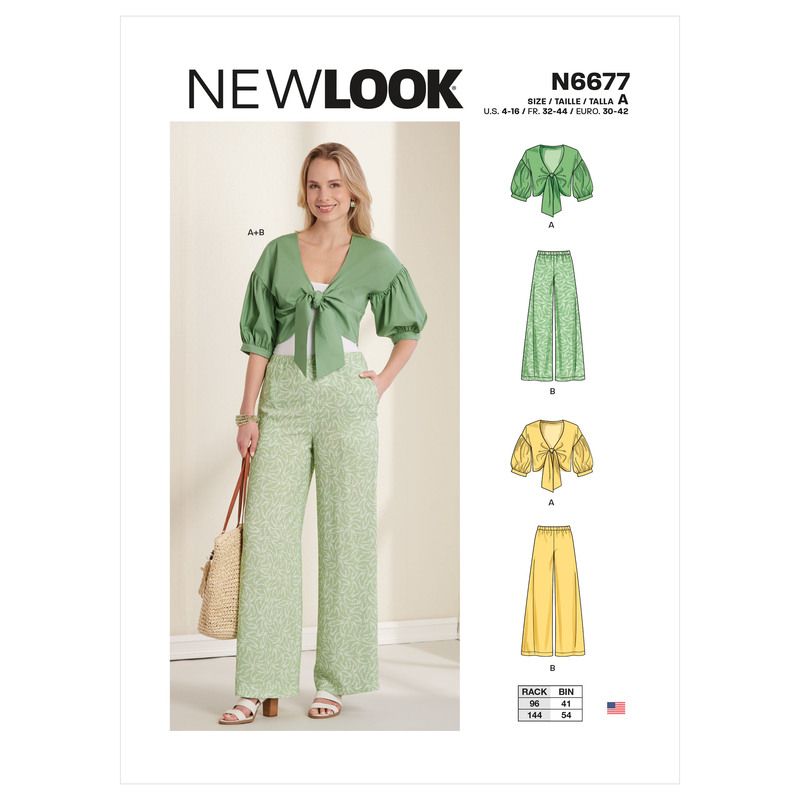 Patron New Look 6677 - Ensemble veste courte à nouer et pantalons large