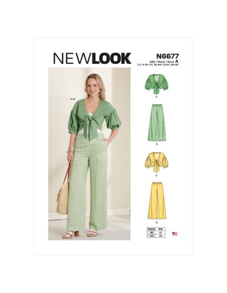 Patron New Look 6677 - Ensemble veste courte à nouer et pantalons large