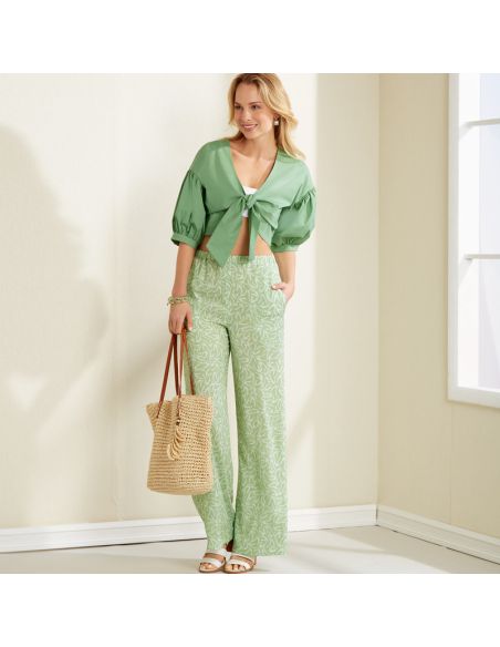 Patron New Look 6677 - Ensemble veste courte à nouer et pantalons large