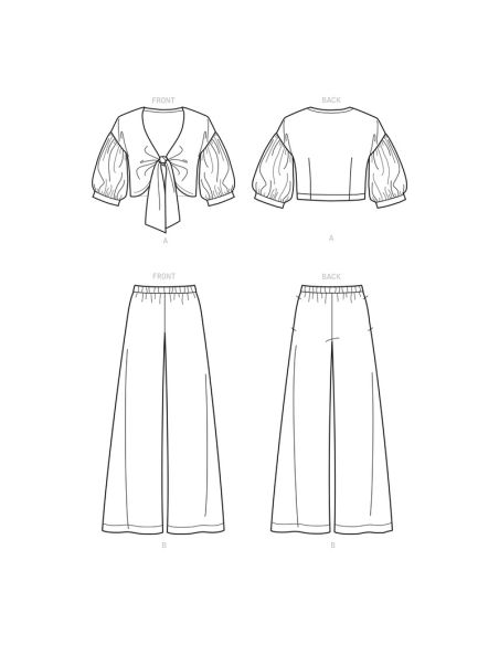 Patron New Look 6677 - Ensemble veste courte à nouer et pantalons large