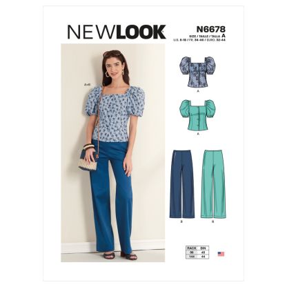Patron New Look 6678 - Ensemble pantalon et haut manches gigot