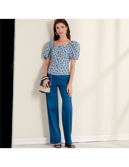 Patron New Look 6678 - Ensemble pantalon et haut manches gigot