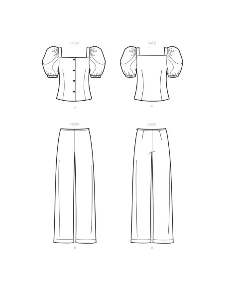 Patron New Look 6678 - Ensemble pantalon et haut manches gigot