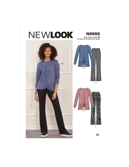 Patron New Look 6689 - Ensemble style Lounge, tunique et pantalon