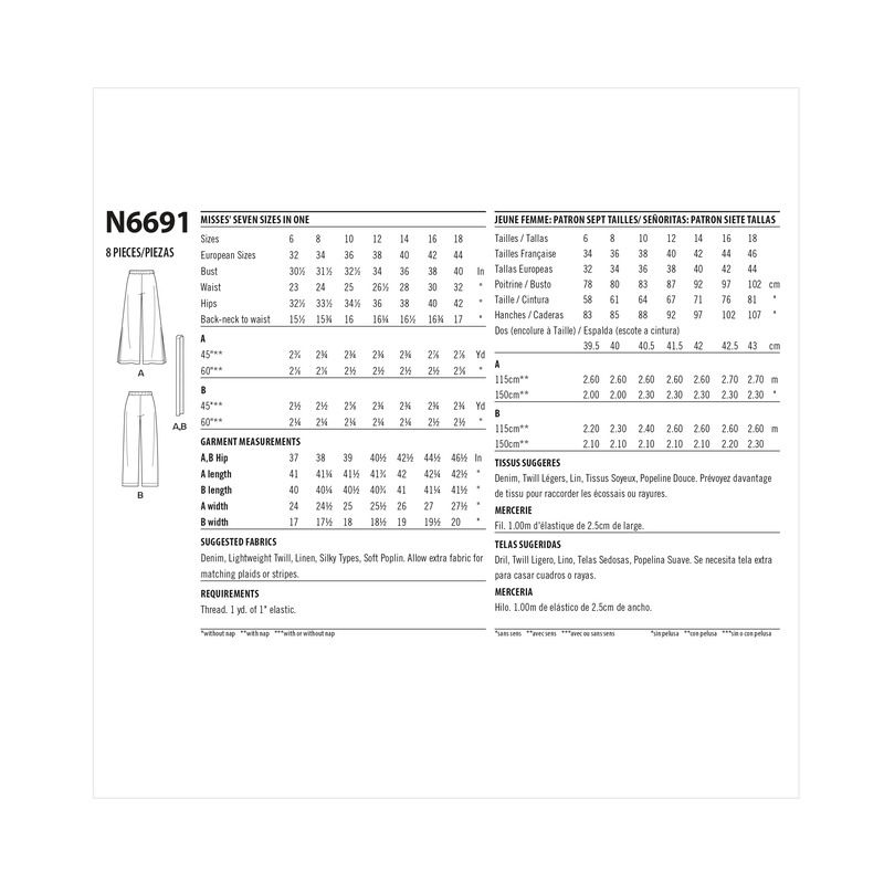 Patron New Look 6691 - Pantalon sur élastique