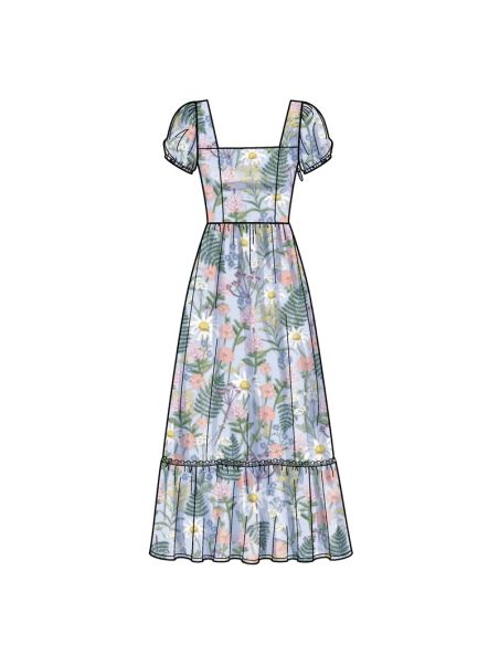 Patron New Look 6692 - Robe avec empiècement volant et décolleté carré