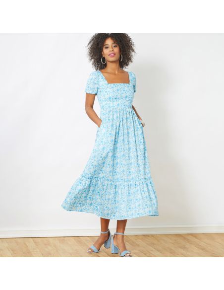 Patron New Look 6692 - Robe avec empiècement volant et décolleté carré