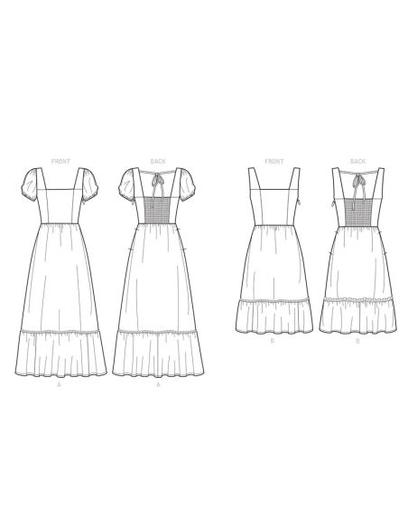 Patron New Look 6692 - Robe avec empiècement volant et décolleté carré