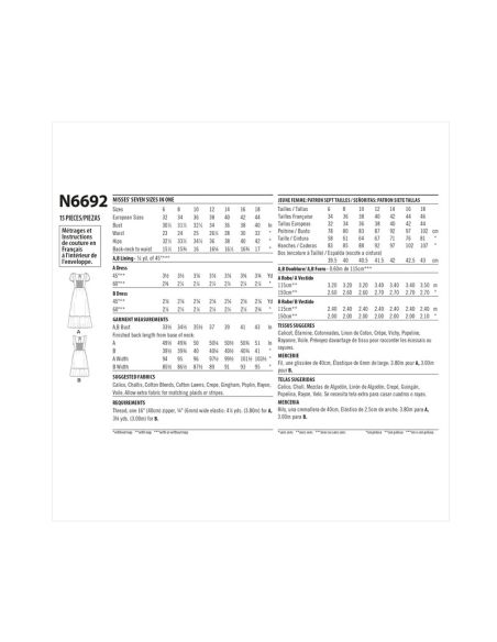 Patron New Look 6692 - Robe avec empiècement volant et décolleté carré