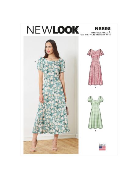 Patron New Look 6693 - Robe avec haut ajusté et couture taille