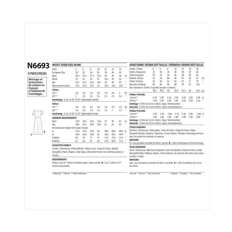 Patron New Look 6693 - Robe avec haut ajusté et couture taille