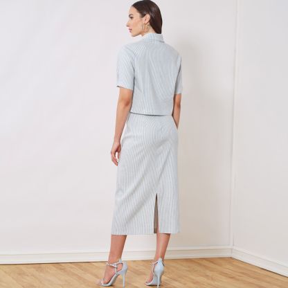 Patron New Look 6697 - Ensemble Top boutonné et jupe crayon 2