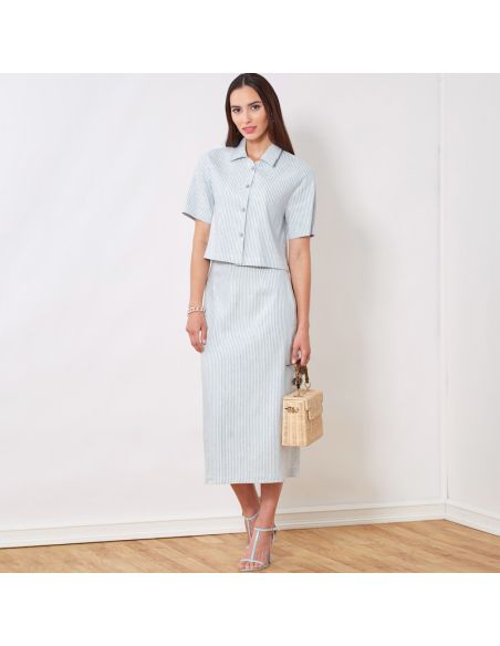 Patron New Look 6697 - Ensemble Top boutonné et jupe crayon