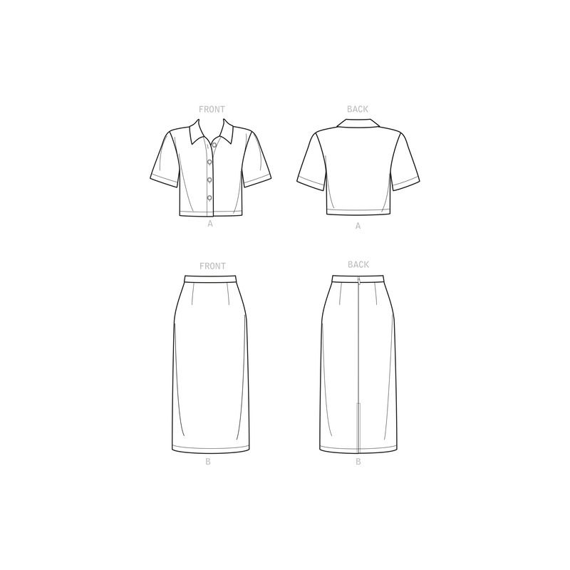 Patron New Look 6697 - Ensemble Top boutonné et jupe crayon