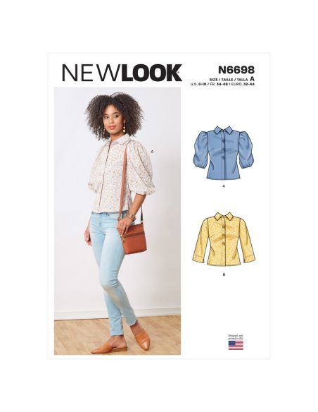 Patron New Look 6698 - Blouse boutonnée avec variations de manches