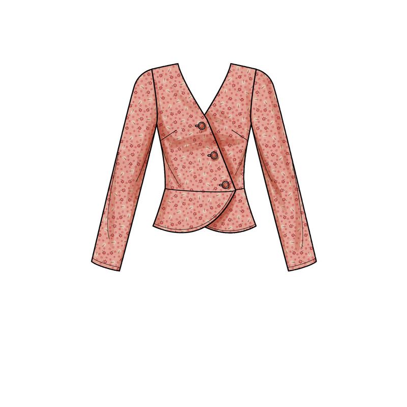 Patron New Look 6700 - Top croisé boutonné et basque taille