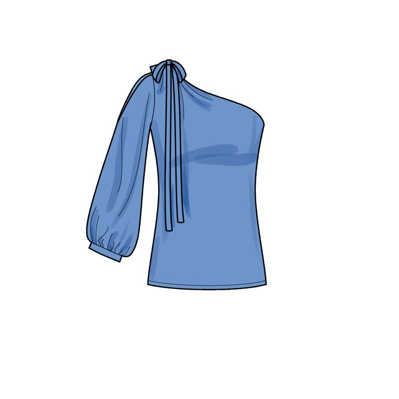 Patron New Look 6701 - Top avec 1 épaule nue avec variation de manches