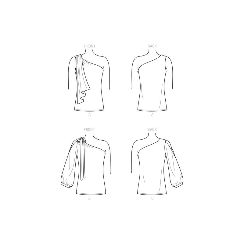 Patron New Look 6701 - Top avec 1 épaule nue avec variation de manches