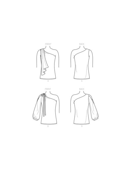 Patron New Look 6701 - Top avec 1 épaule nue avec variation de manches