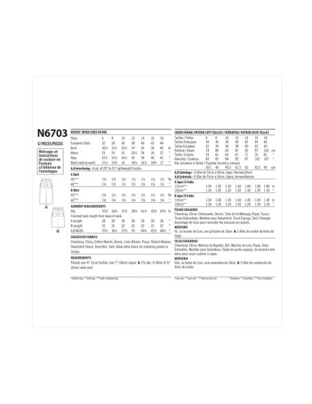 Patron New Look 6703 - Jupe style jeans avec poches