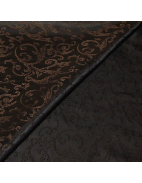 Doublure satin jacquard - Arabesque chocolat