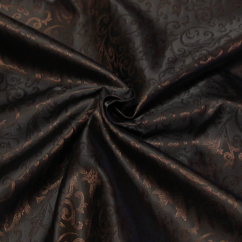 Doublure satin jacquard - Arabesque chocolat