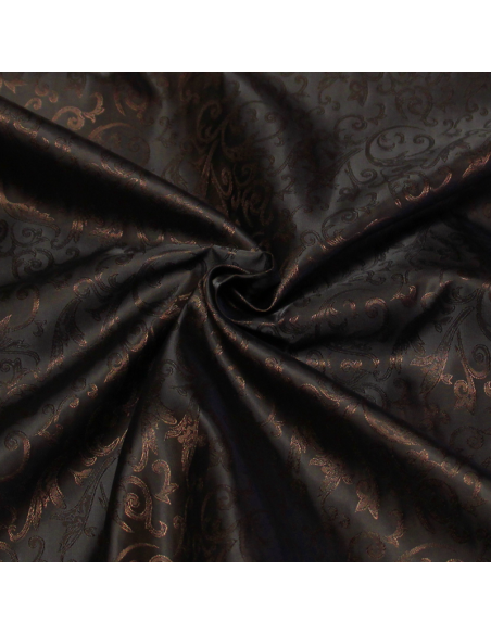 Doublure satin jacquard - Arabesque chocolat