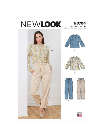 Patron New Look 6704 - Ensemble Blouse col montant et Pantalon bouffant