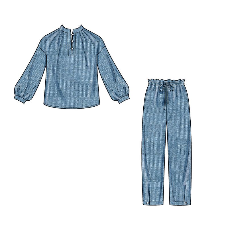 Patron New Look 6704 - Ensemble Blouse col montant et Pantalon bouffant