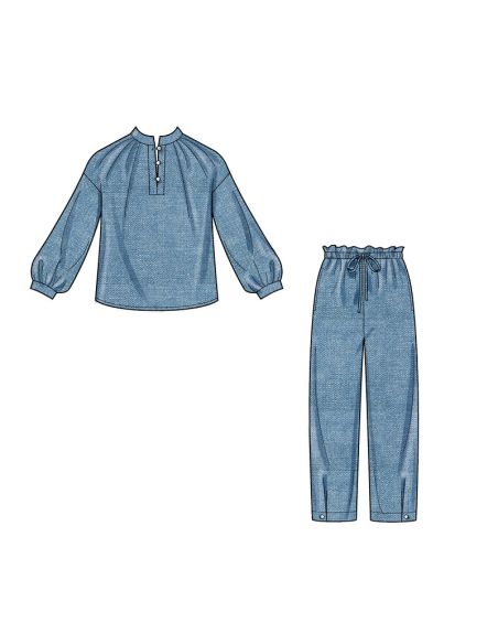 Patron New Look 6704 - Ensemble Blouse col montant et Pantalon bouffant
