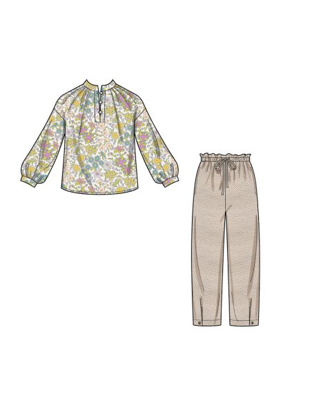 Patron New Look 6704 - Ensemble Blouse col montant et Pantalon bouffant