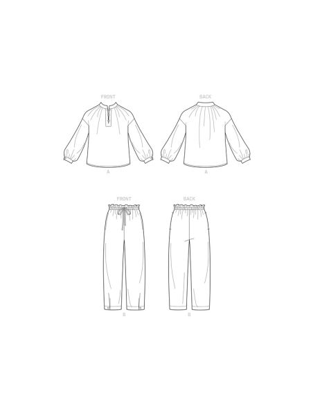 Patron New Look 6704 - Ensemble Blouse col montant et Pantalon bouffant