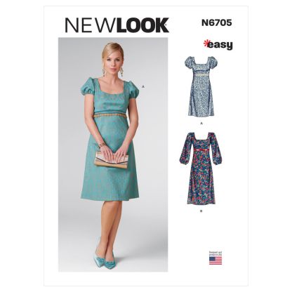 Patron New Look 6705 - Robe avec taille empire, variations de longueurs et de manches