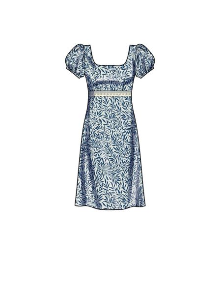 Patron New Look 6705 - Robe avec taille empire, variations de longueurs et de manches