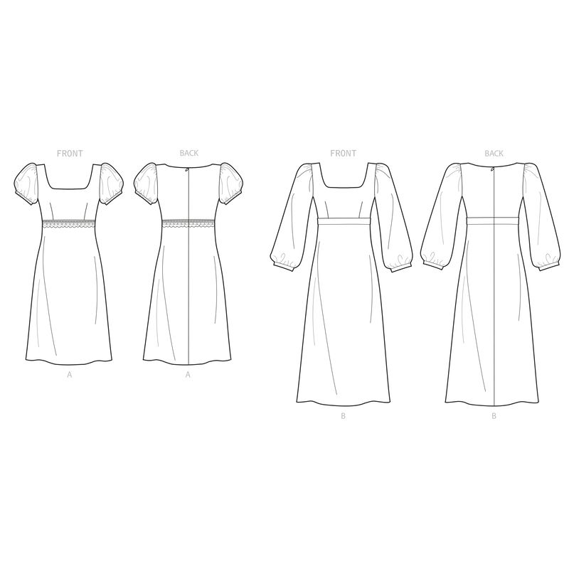 Patron New Look 6705 - Robe avec taille empire, variations de longueurs et de manches