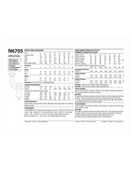 Patron New Look 6705 - Robe avec taille empire, variations de longueurs et de manches