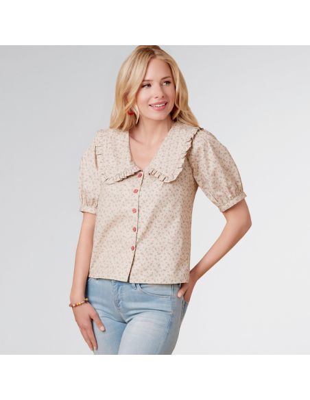 Patron New Look 6707 - Chemisier Femme avec ou sans col et manches bouffantes