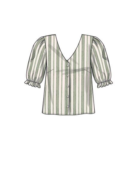 Patron New Look 6707 - Chemisier Femme avec ou sans col et manches bouffantes